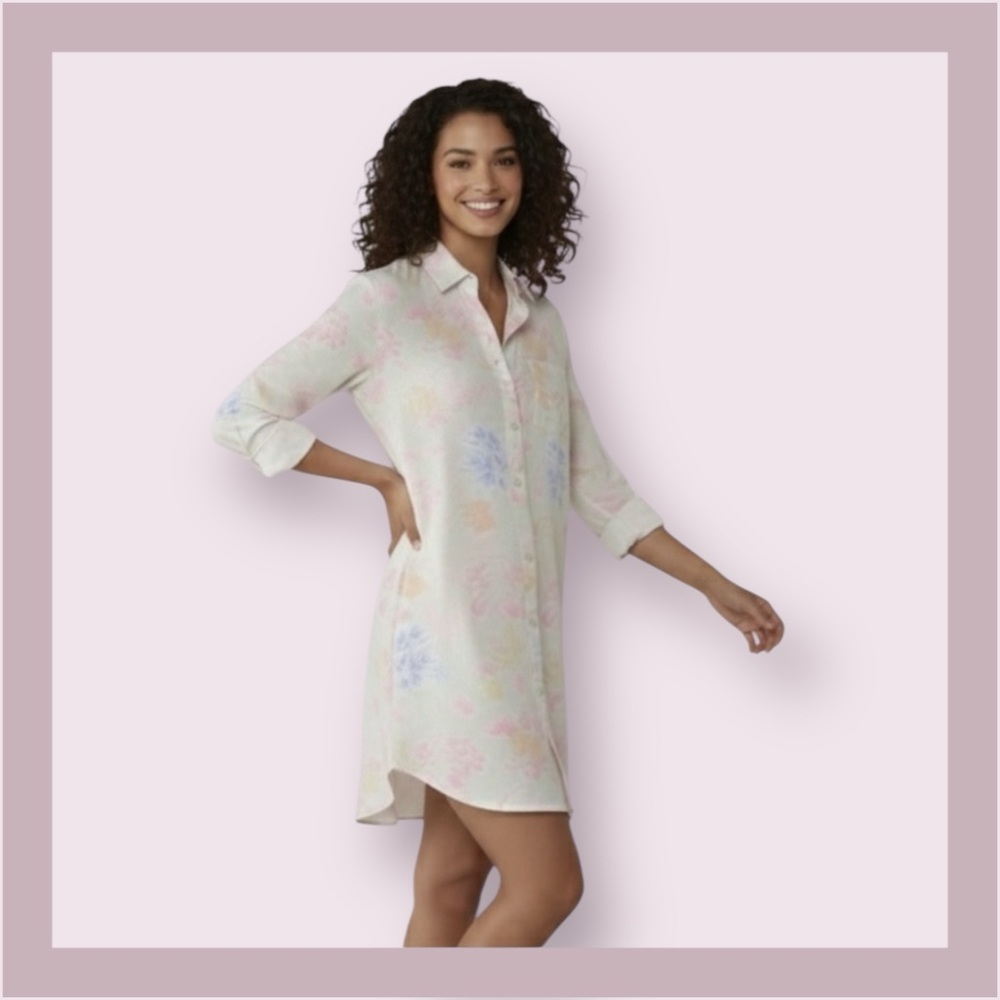 Lauren by Ralph Lauren Pink Long Sleeve Floral Shirt Dress Size S